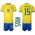 Billige Brasilien Fabinho #15 Børnetøj Hjemmebanetrøje til baby VM 2022 Kortærmet (+ korte bukser)